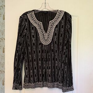 Lucky Brand Black and White Geometric Blouse